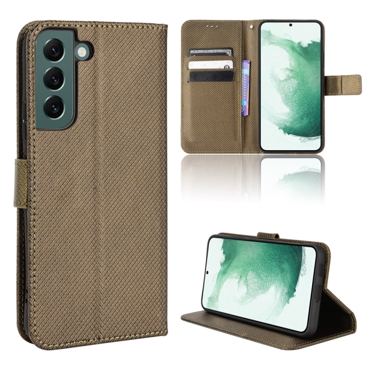 For Samsung Galaxy S22+ 5G Diamond Texture Leather Phone Case