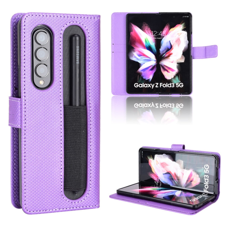 For Samsung Galaxy Z Fold3 5G Diamond Texture Leather Phone Case