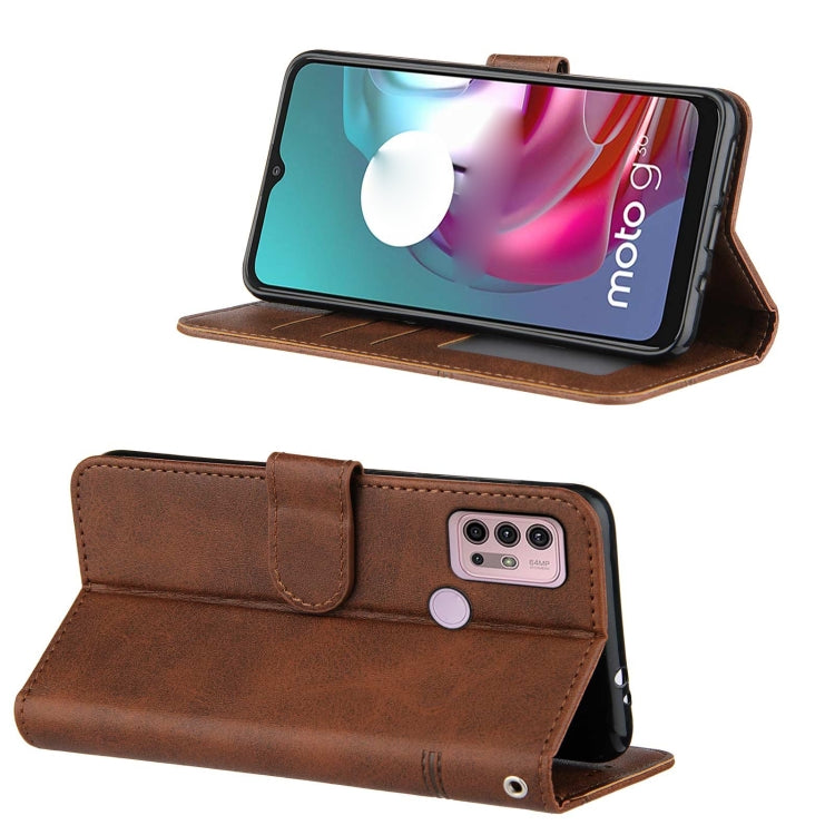 For Motorola Moto G10 Stitching Calf Texture Buckle Leather Phone Case