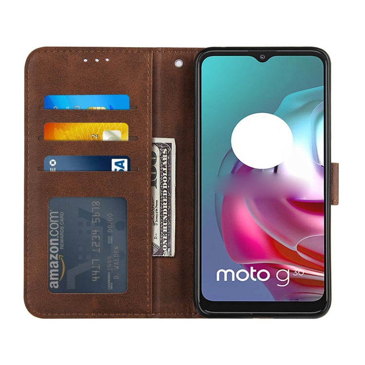 For Motorola Moto G10 Stitching Calf Texture Buckle Leather Phone Case