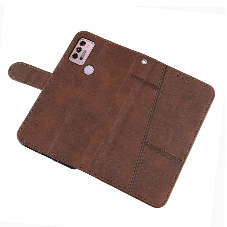 For Motorola Moto G10 Stitching Calf Texture Buckle Leather Phone Case