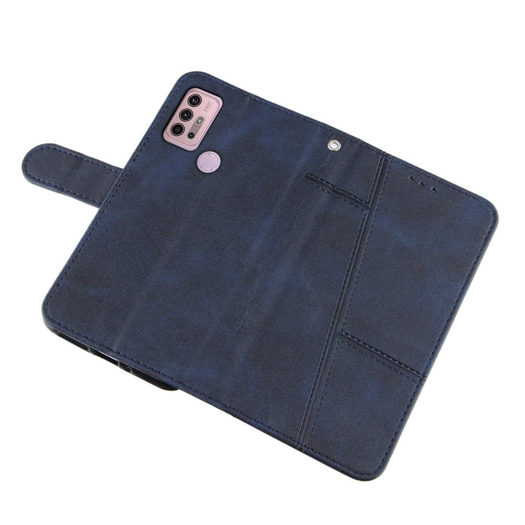 For Motorola Moto G10 Stitching Calf Texture Buckle Leather Phone Case