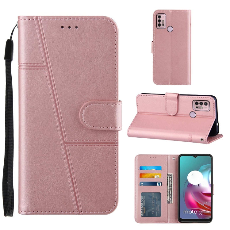 For Motorola Moto G10 Stitching Calf Texture Buckle Leather Phone Case