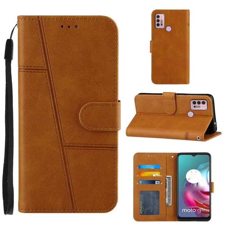 For Motorola Moto G10 Stitching Calf Texture Buckle Leather Phone Case