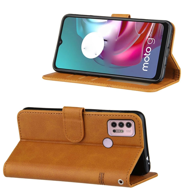 For Motorola Moto G10 Stitching Calf Texture Buckle Leather Phone Case