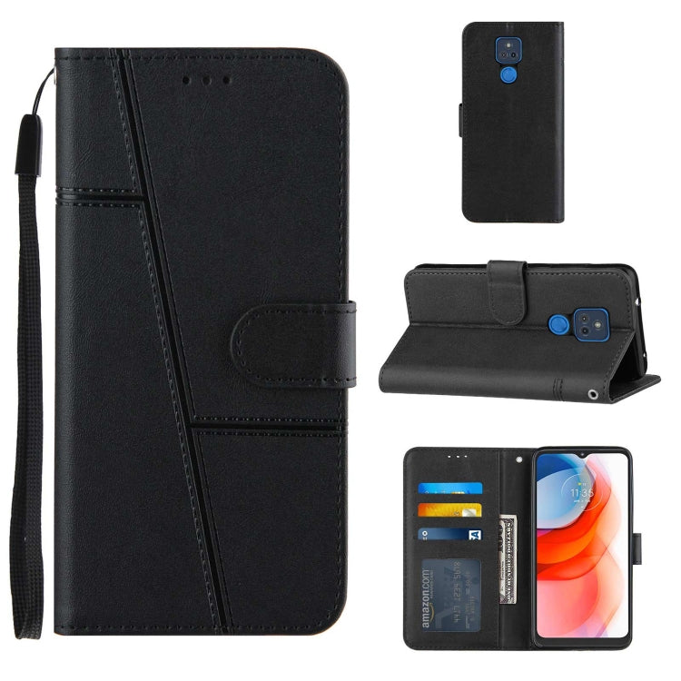 For Motorola Moto G Play 2021 Stitching Calf Texture Buckle Leather Phone Case
