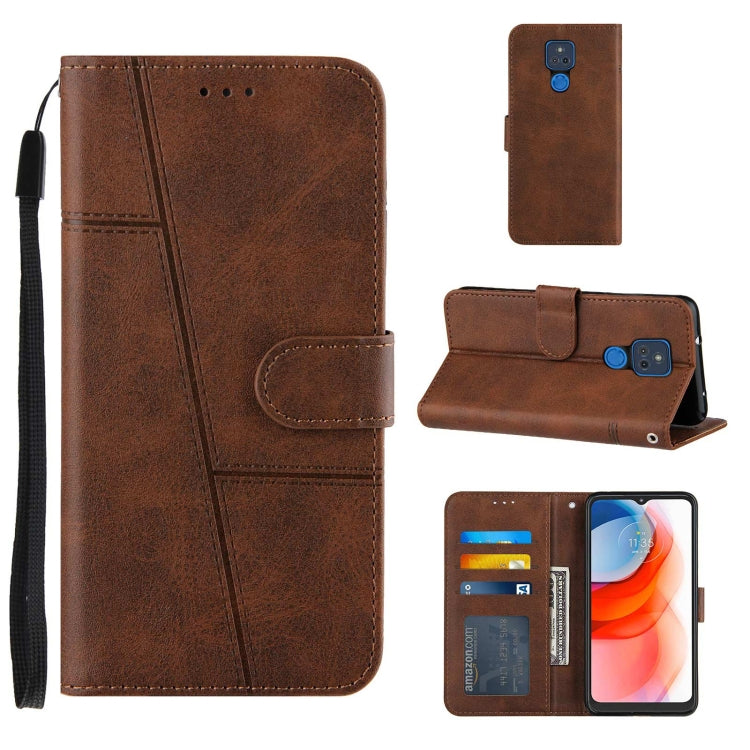 For Motorola Moto G Play 2021 Stitching Calf Texture Buckle Leather Phone Case