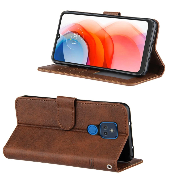 For Motorola Moto G Play 2021 Stitching Calf Texture Buckle Leather Phone Case