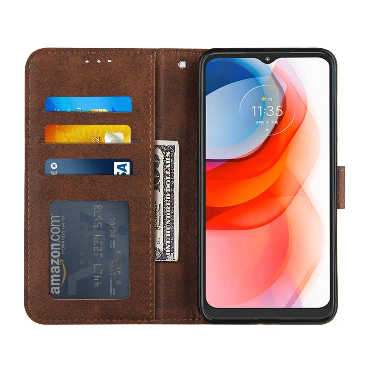 For Motorola Moto G Play 2021 Stitching Calf Texture Buckle Leather Phone Case