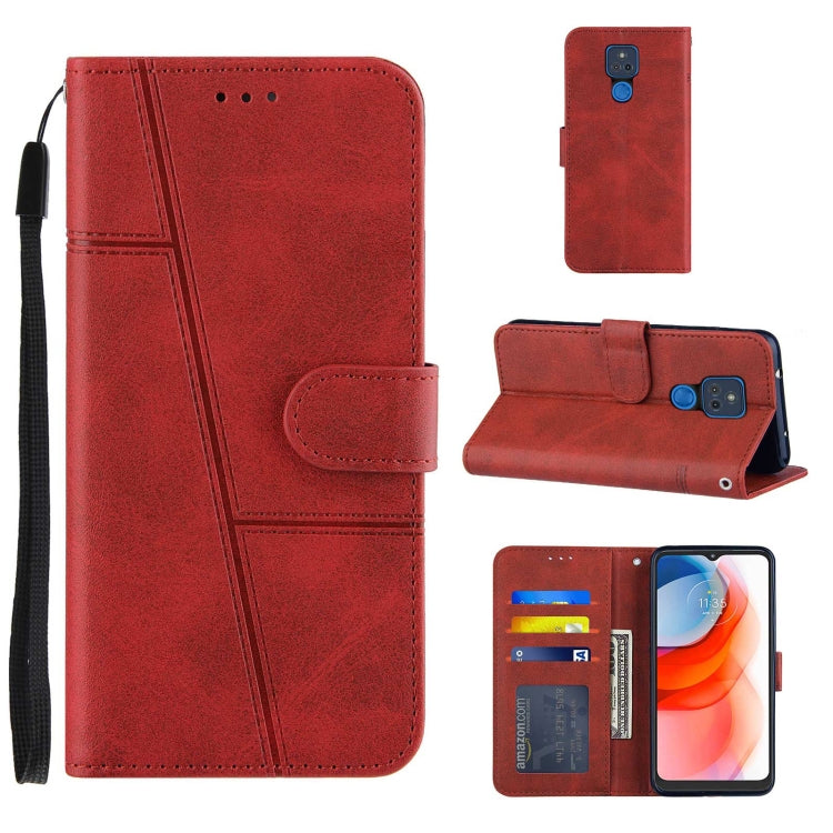For Motorola Moto G Play 2021 Stitching Calf Texture Buckle Leather Phone Case