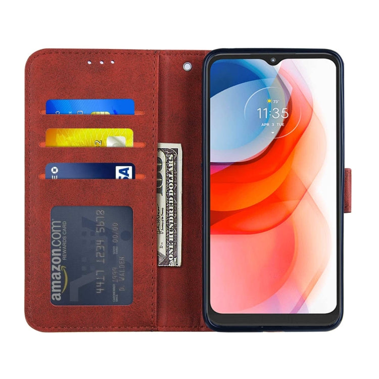 For Motorola Moto G Play 2021 Stitching Calf Texture Buckle Leather Phone Case