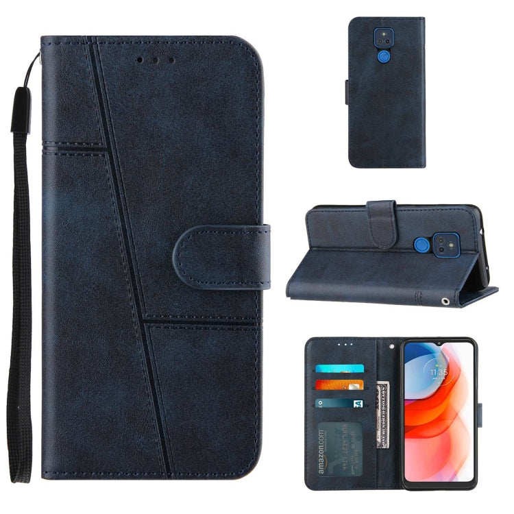 For Motorola Moto G Play 2021 Stitching Calf Texture Buckle Leather Phone Case