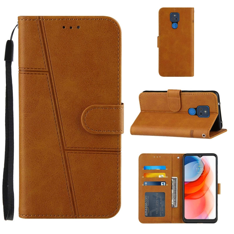 For Motorola Moto G Play 2021 Stitching Calf Texture Buckle Leather Phone Case