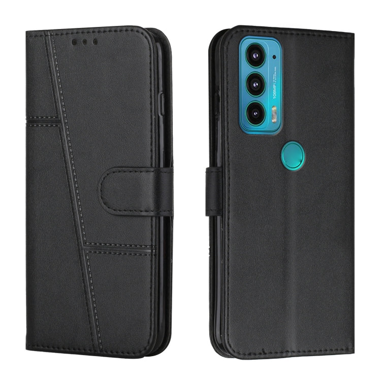 For Motorola Edge 20 Stitching Calf Texture Buckle Leather Phone Case