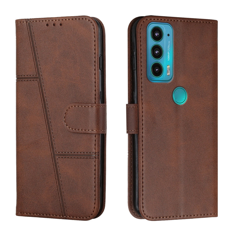 For Motorola Edge 20 Stitching Calf Texture Buckle Leather Phone Case