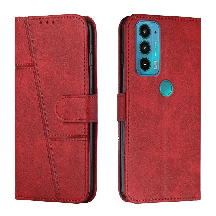 For Motorola Edge 20 Stitching Calf Texture Buckle Leather Phone Case