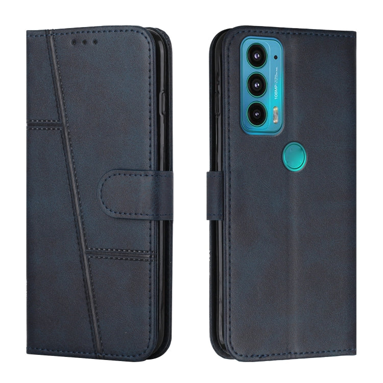 For Motorola Edge 20 Stitching Calf Texture Buckle Leather Phone Case