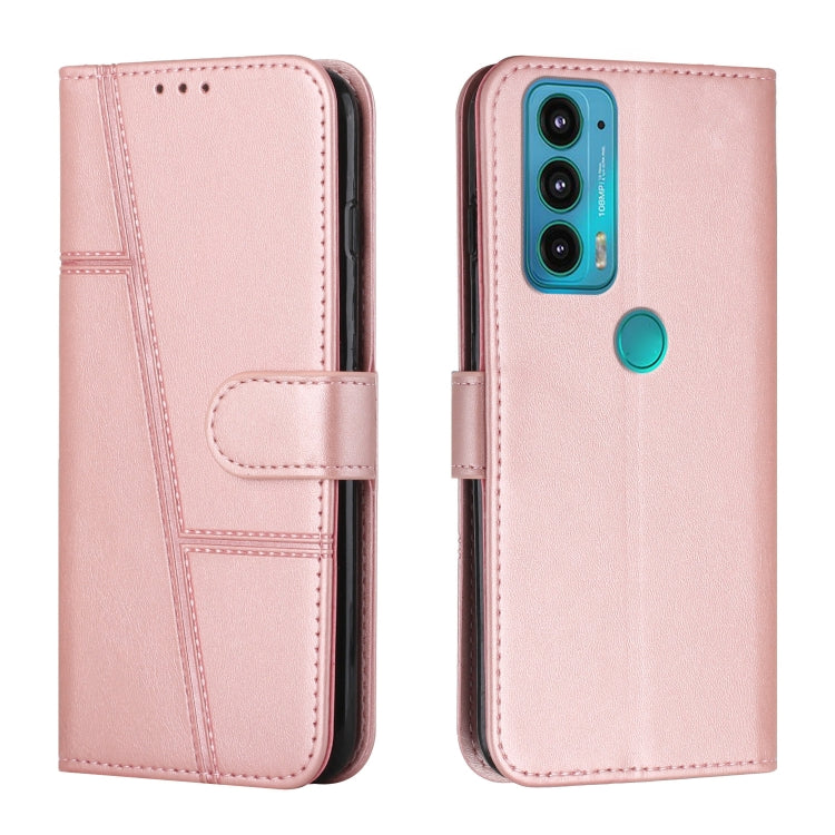 For Motorola Edge 20 Stitching Calf Texture Buckle Leather Phone Case