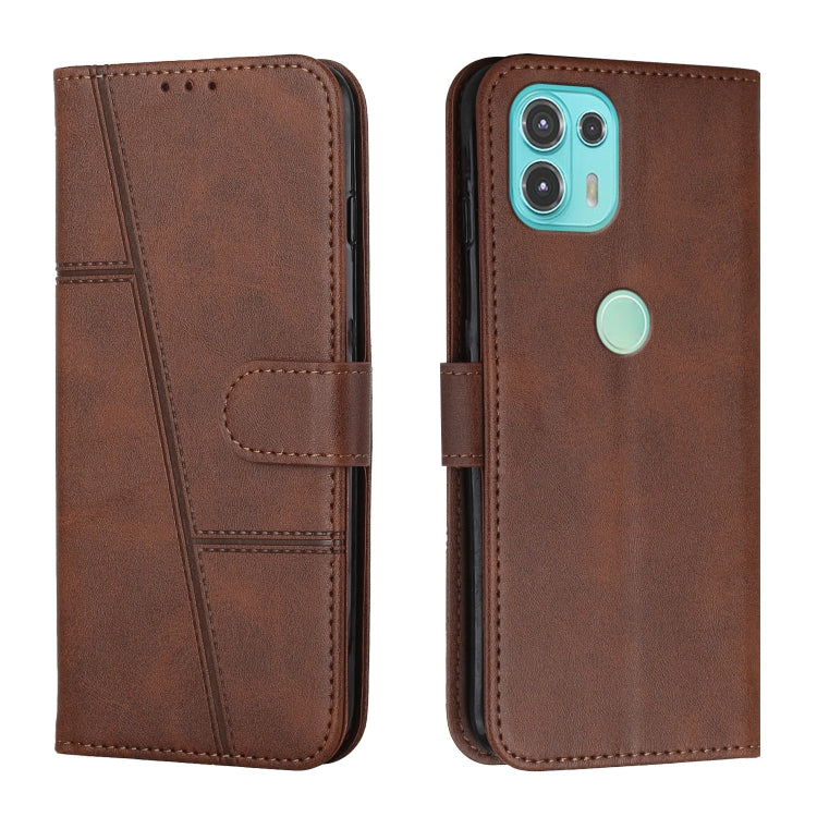 For Motorola Edge 20 Lite Stitching Calf Texture Buckle Leather Phone Case