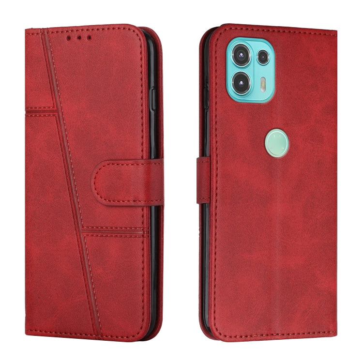 For Motorola Edge 20 Lite Stitching Calf Texture Buckle Leather Phone Case