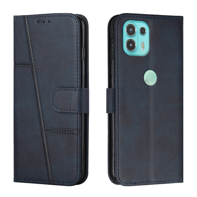 For Motorola Edge 20 Lite Stitching Calf Texture Buckle Leather Phone Case