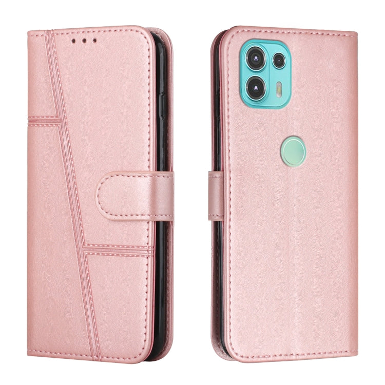 For Motorola Edge 20 Lite Stitching Calf Texture Buckle Leather Phone Case