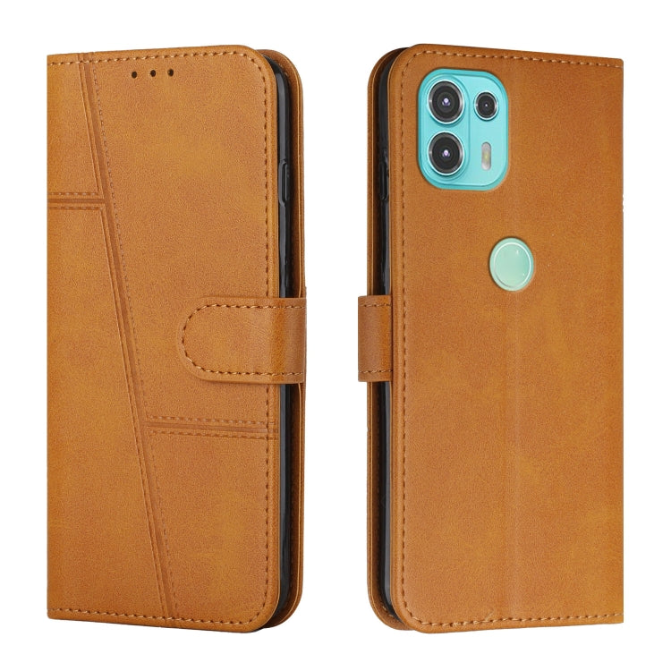 For Motorola Edge 20 Lite Stitching Calf Texture Buckle Leather Phone Case