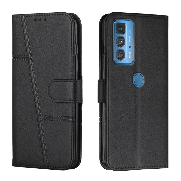 For Motorola Edge 20 Pro Stitching Calf Texture Buckle Leather Phone Case