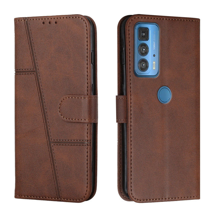 For Motorola Edge 20 Pro Stitching Calf Texture Buckle Leather Phone Case