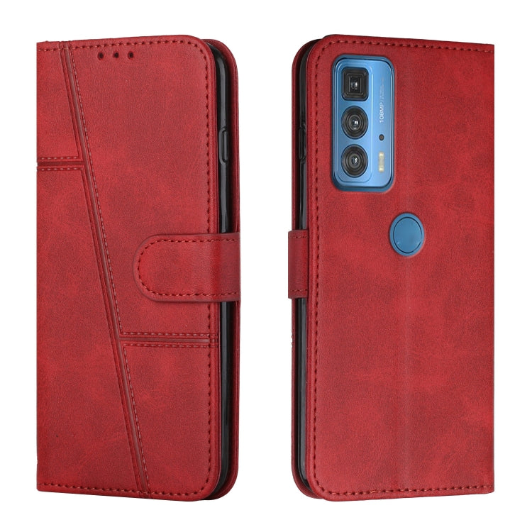 For Motorola Edge 20 Pro Stitching Calf Texture Buckle Leather Phone Case