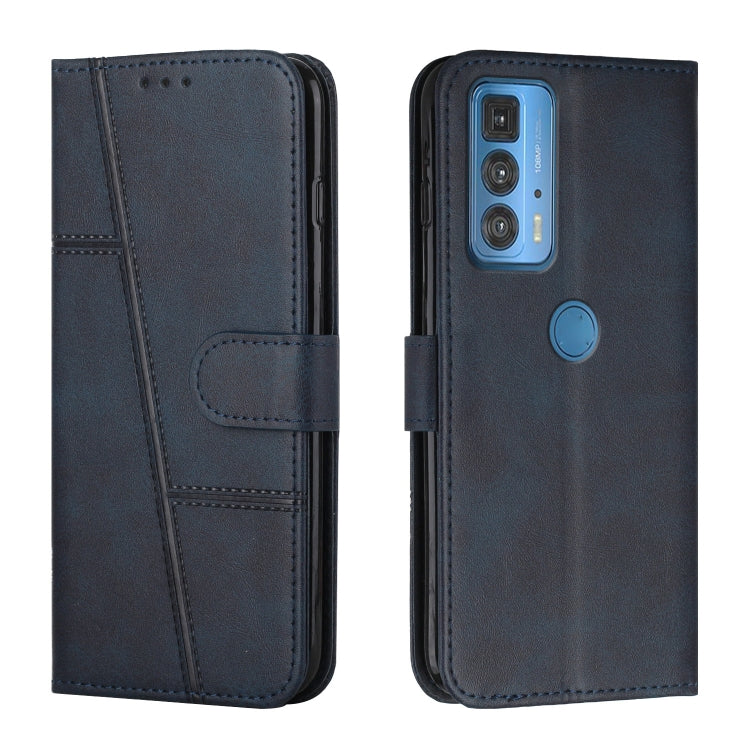 For Motorola Edge 20 Pro Stitching Calf Texture Buckle Leather Phone Case