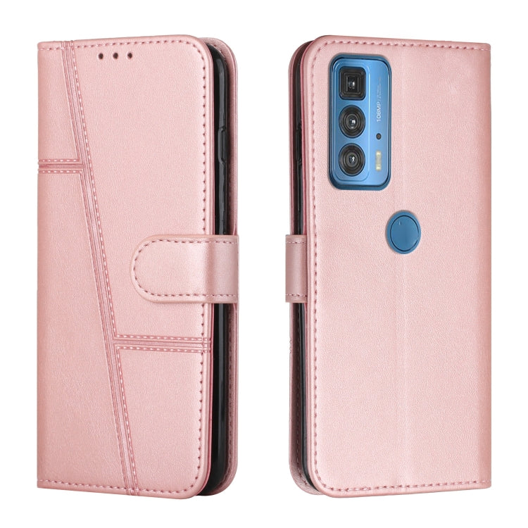 For Motorola Edge 20 Pro Stitching Calf Texture Buckle Leather Phone Case