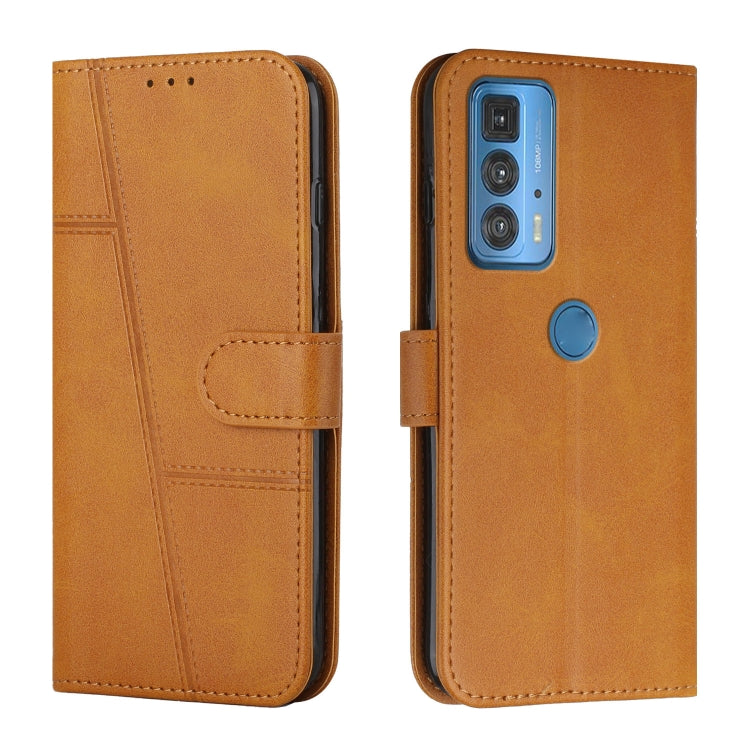 For Motorola Edge 20 Pro Stitching Calf Texture Buckle Leather Phone Case
