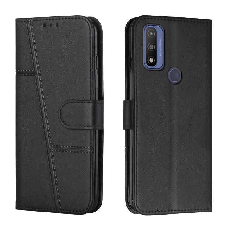 For Motorola Moto G Pure Stitching Calf Texture Buckle Leather Phone Case