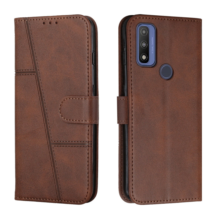 For Motorola Moto G Pure Stitching Calf Texture Buckle Leather Phone Case