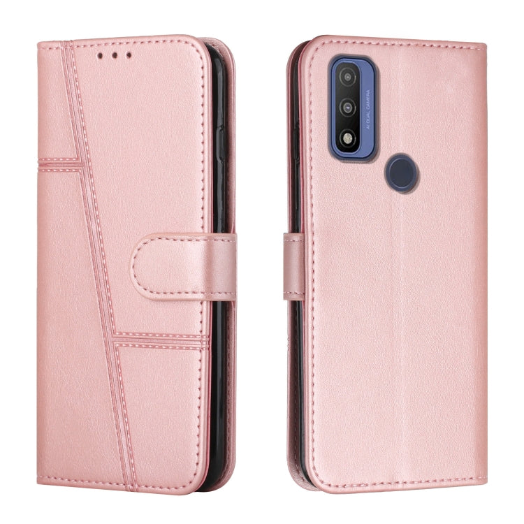For Motorola Moto G Pure Stitching Calf Texture Buckle Leather Phone Case