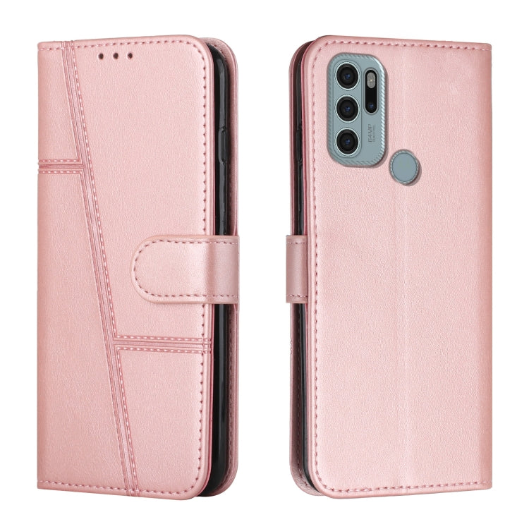 For Motorola Moto G60S Stitching Calf Texture Buckle Leather Phone Case