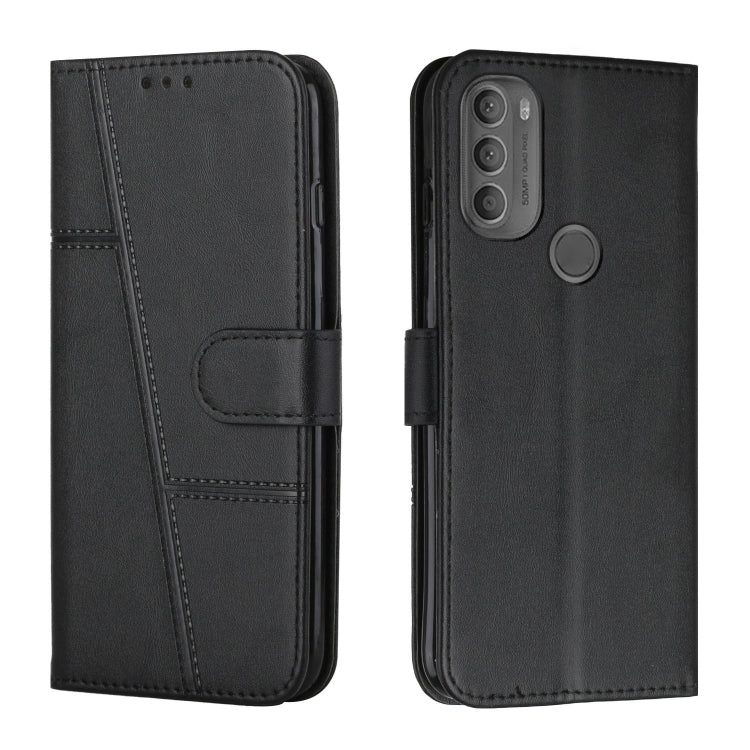 For Motorola Moto G71 5G Stitching Calf Texture Buckle Leather Phone Case