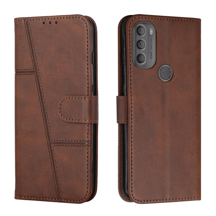 For Motorola Moto G71 5G Stitching Calf Texture Buckle Leather Phone Case