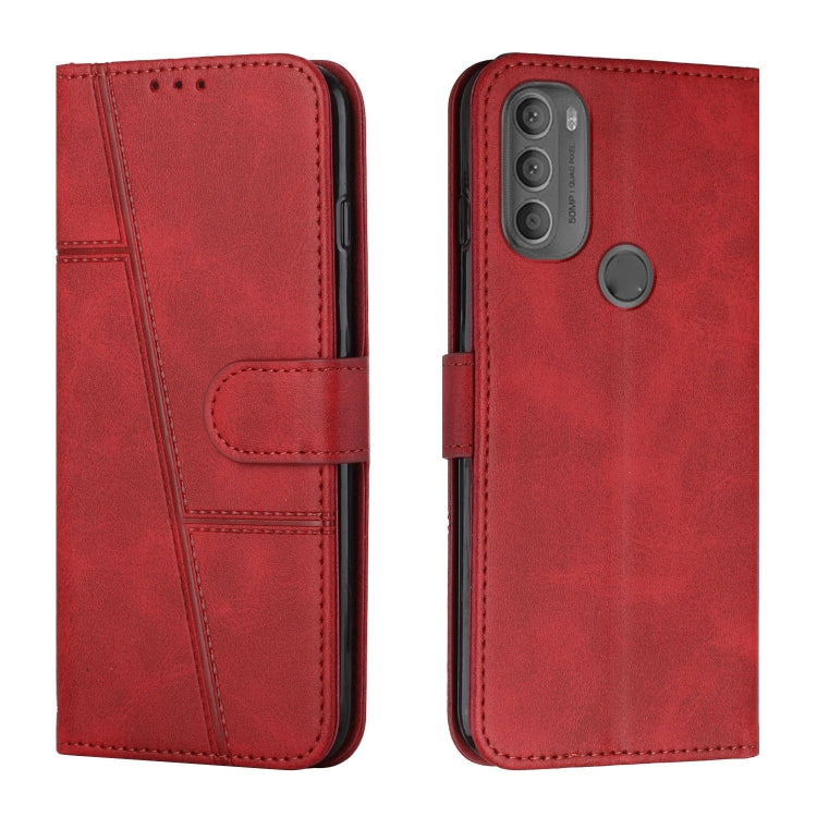 For Motorola Moto G71 5G Stitching Calf Texture Buckle Leather Phone Case