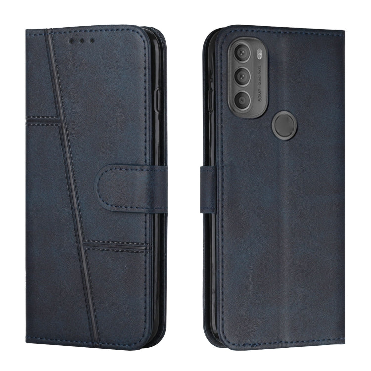 For Motorola Moto G71 5G Stitching Calf Texture Buckle Leather Phone Case