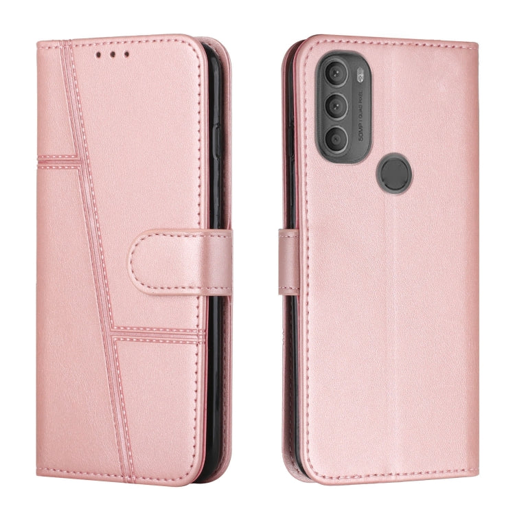 For Motorola Moto G71 5G Stitching Calf Texture Buckle Leather Phone Case