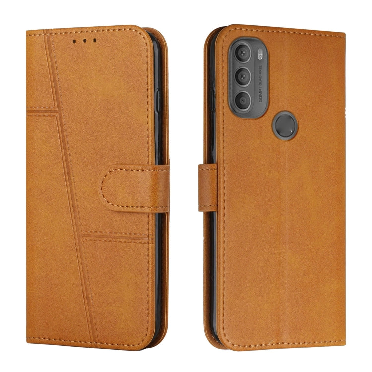 For Motorola Moto G71 5G Stitching Calf Texture Buckle Leather Phone Case