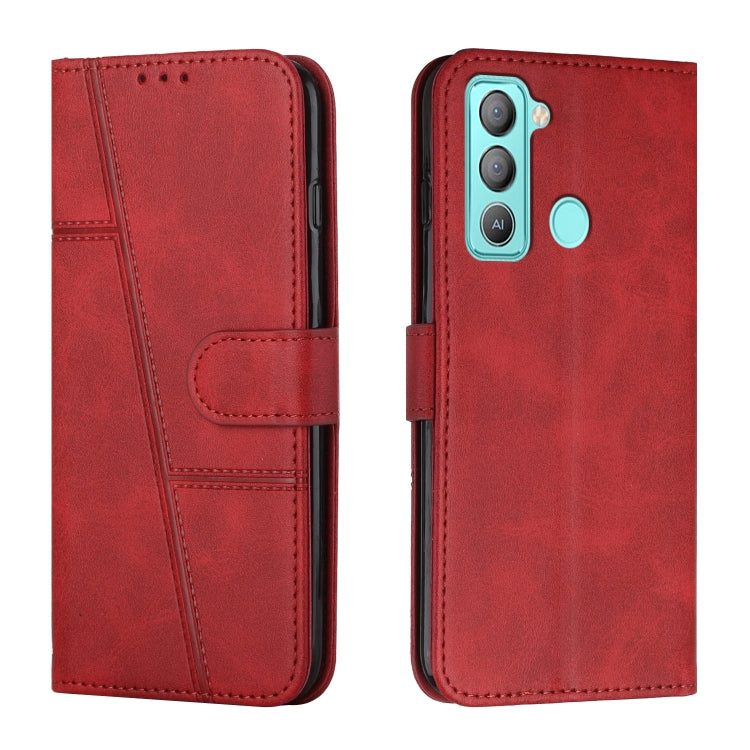 For Tecno Pop 5 LTE Stitching Calf Texture Buckle Leather Phone Case