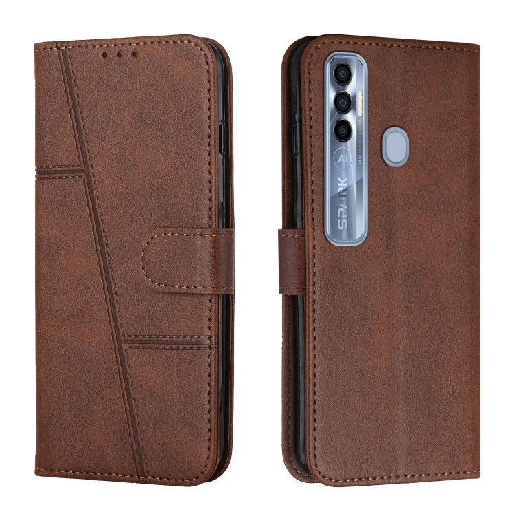 For Tecno Spark 7 Pro Stitching Calf Texture Buckle Leather Phone Case