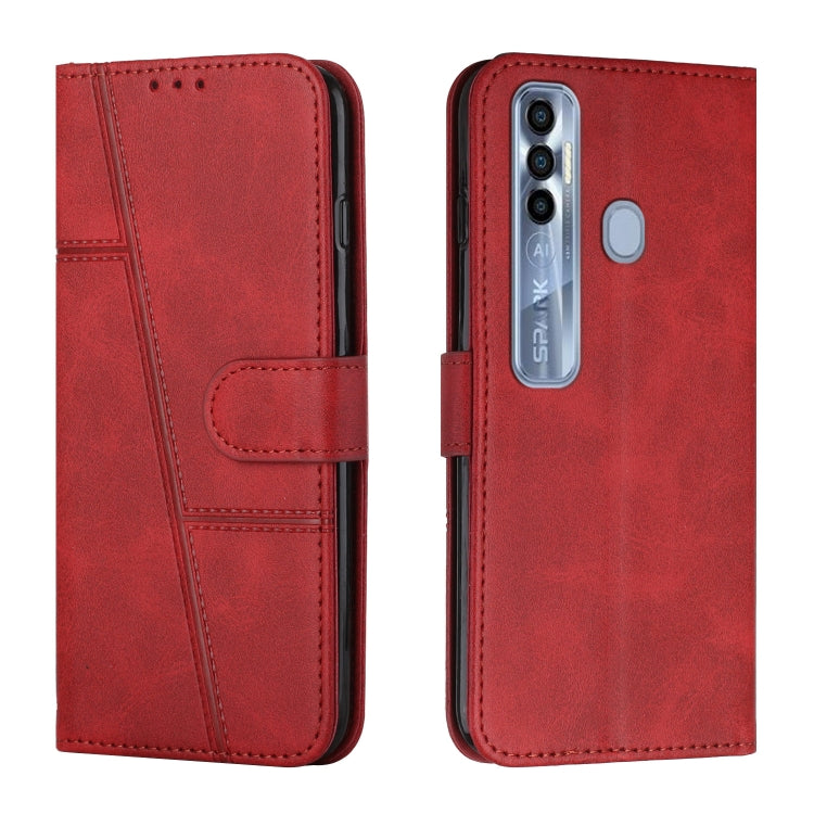 For Tecno Spark 7 Pro Stitching Calf Texture Buckle Leather Phone Case