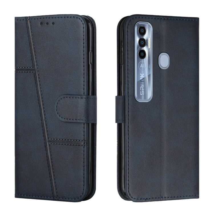 For Tecno Spark 7 Pro Stitching Calf Texture Buckle Leather Phone Case