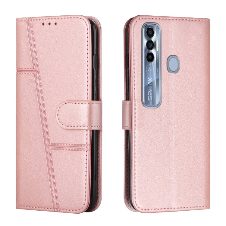 For Tecno Spark 7 Pro Stitching Calf Texture Buckle Leather Phone Case