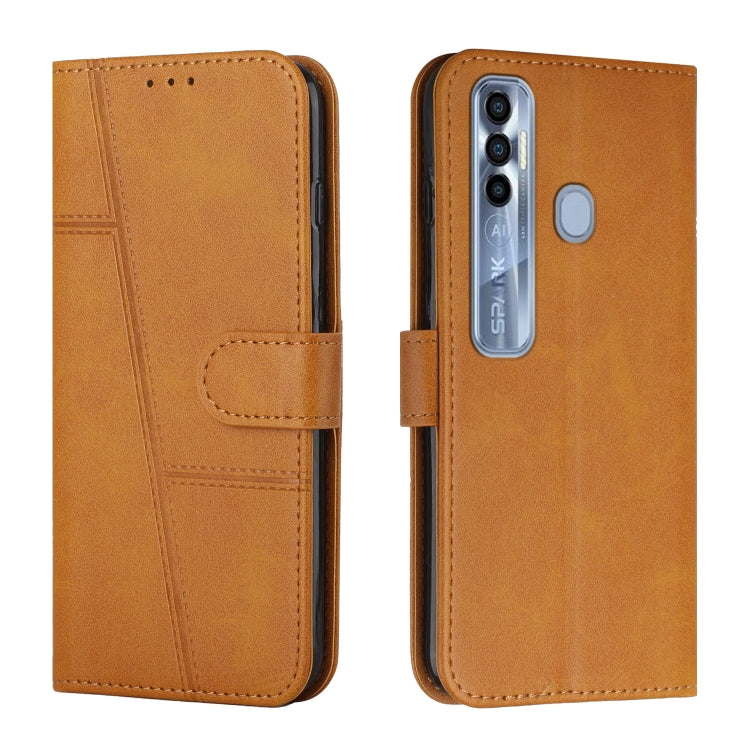For Tecno Spark 7 Pro Stitching Calf Texture Buckle Leather Phone Case