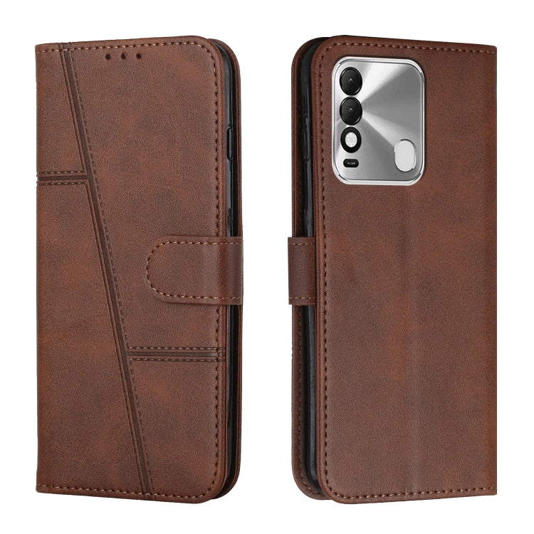 For Tecno Spark 8 Stitching Calf Texture Buckle Leather Phone Case